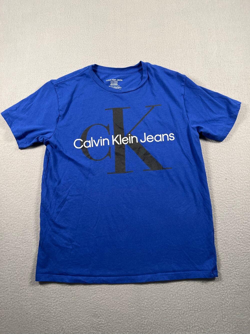 Calvin Klein Jeans Blue CK Logo Graphic Tee Boys L 14/16